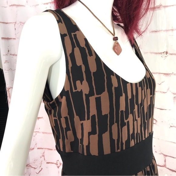 MICHAEL Michael Kors Petite L sleeveless Blouson Black Brown print Dress Large - Picture 2 of 15